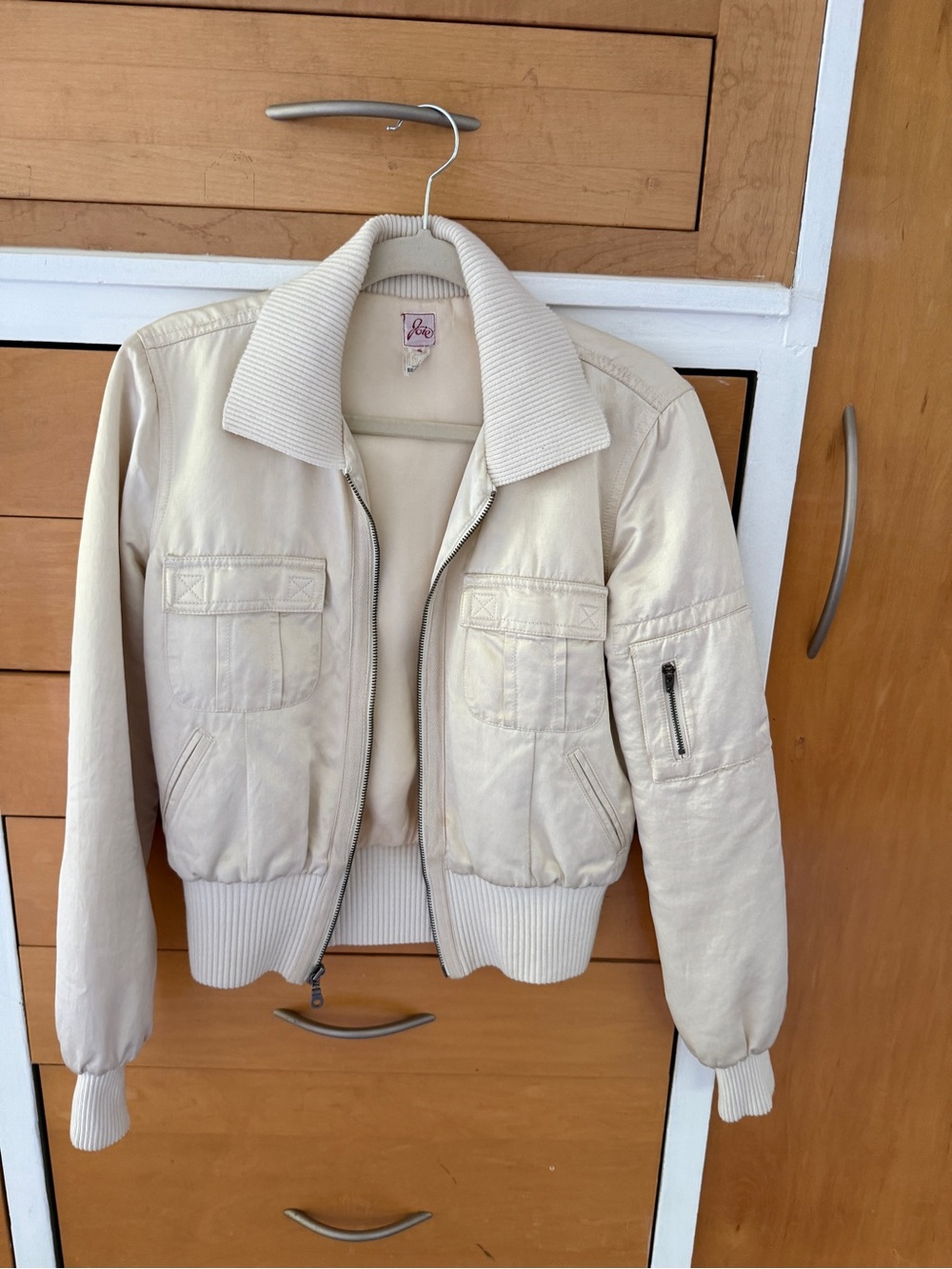 Joie Ivory Utility Bomber Jacket – Size S